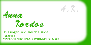 anna kordos business card
